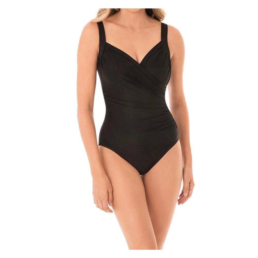 NEW MIRACLESUIT long torso sanibel underwire one piece swimsuit in black